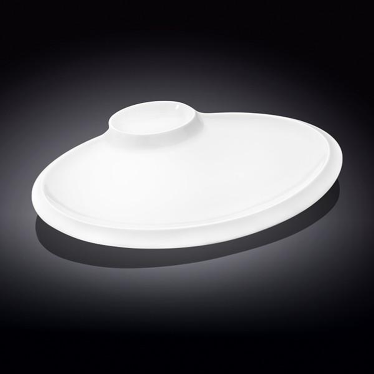 Wilmax White Porcelain 2-Compartment Oval Platter, 12 in