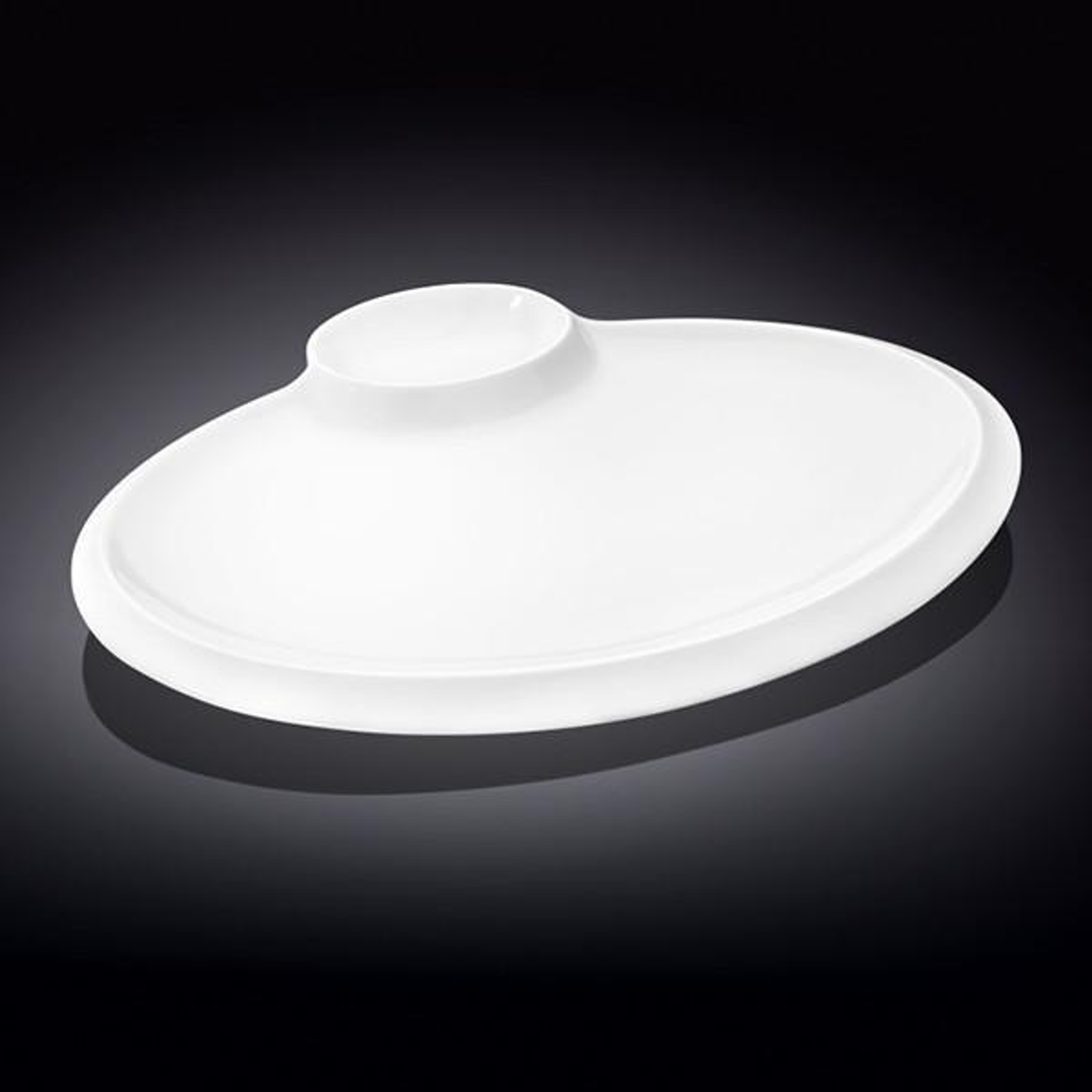 Wilmax White Porcelain 2-Compartment Oval Platter, 14 in