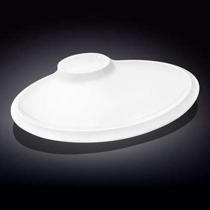 Wilmax White Porcelain 2-Compartment Oval Platter, 16 in
