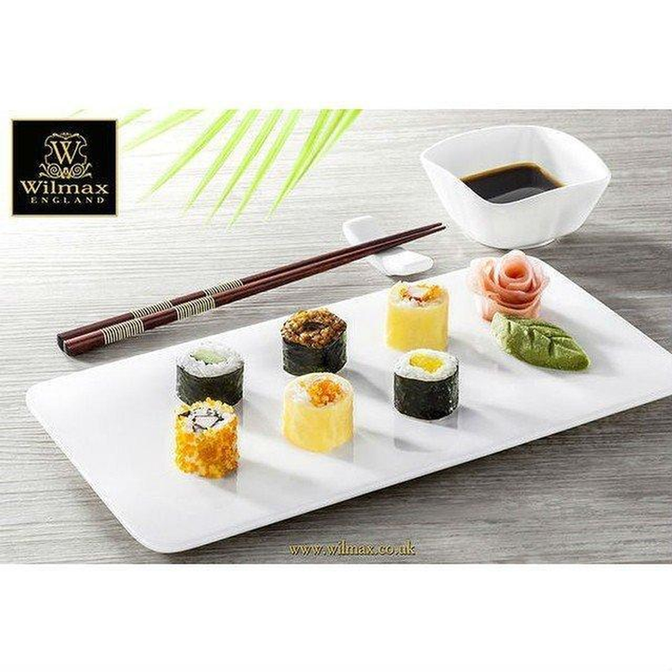 Wilmax White Porcelain Flat Platter, 10 x 5.5 in (Set of 6)