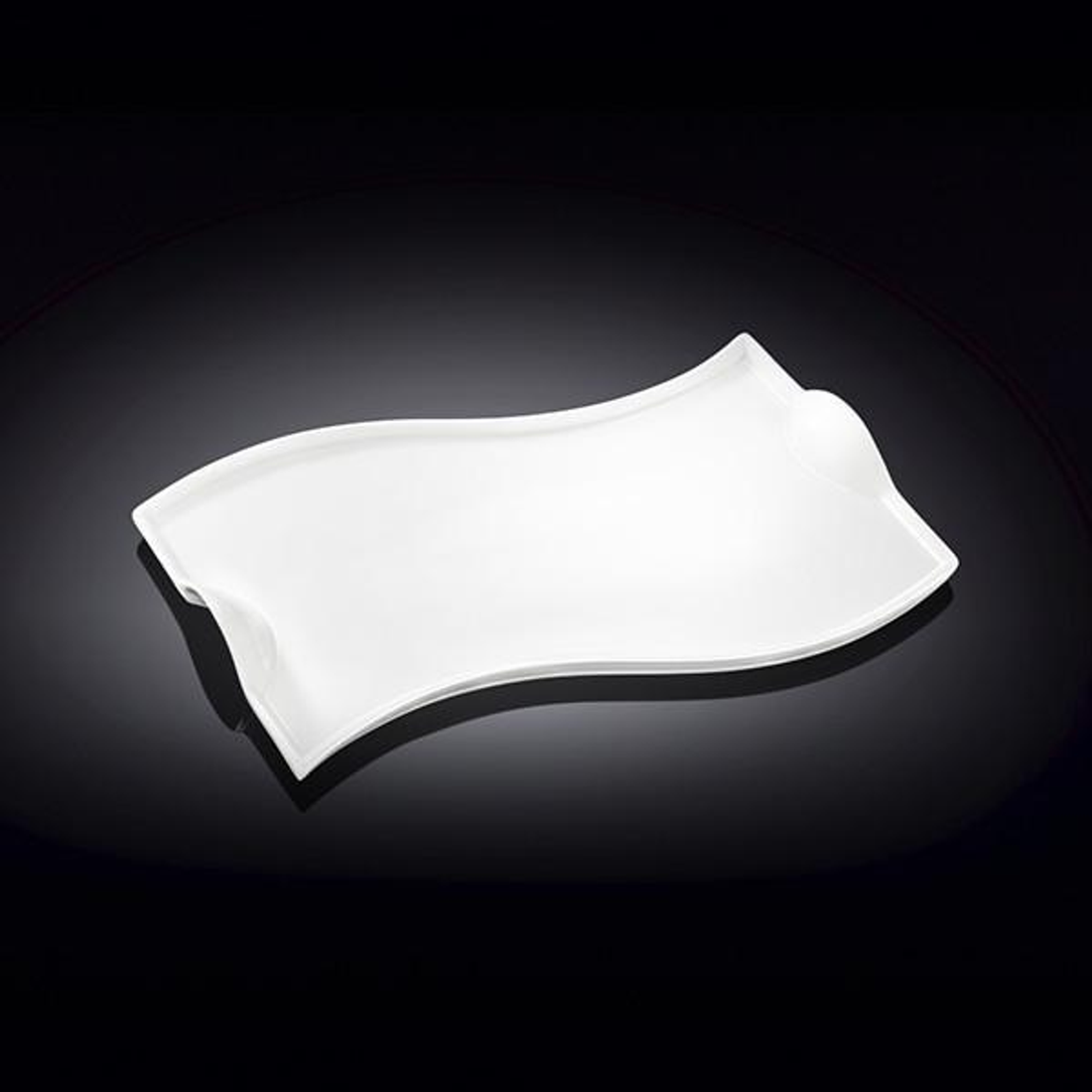 Wilmax White Porcelain Wavy Rectangular Serving Dish, 10 in