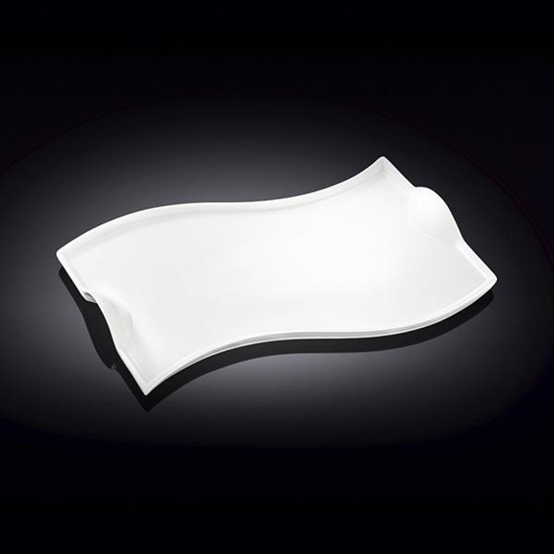 Wilmax White Porcelain Wavy Rectangular Serving Dish, 12 in