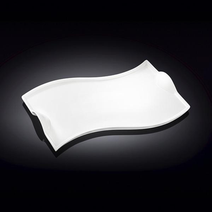 Wilmax White Porcelain Wavy Rectangular Serving Dish, 12 in