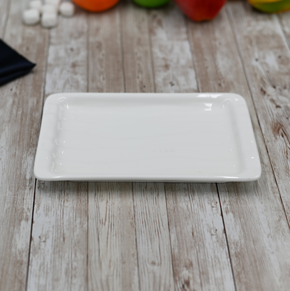 Wilmax White Porcelain Japanese Style Dish, 8.5 x 5.5 in