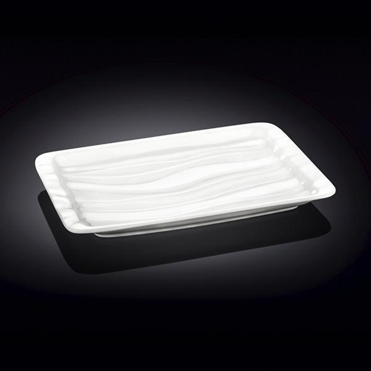 Wilmax White Porcelain Japanese Style Dish, 8.5 x 5.5 in