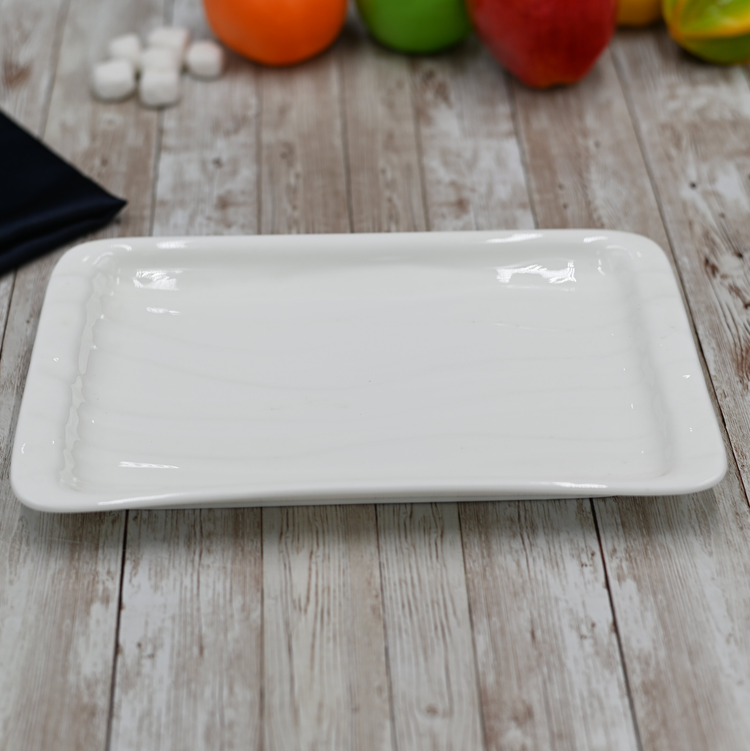 Wilmax White Porcelain Japanese-Style Dish, 10.5 x 6.5 in