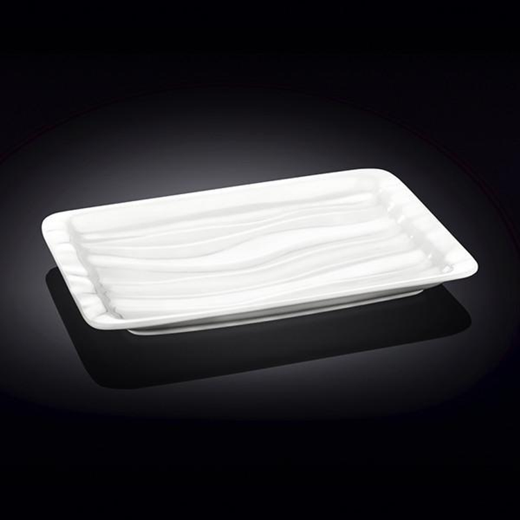 Wilmax White Porcelain Japanese-Style Dish, 10.5 x 6.5 in