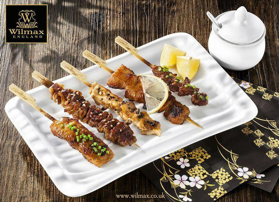 Wilmax White Porcelain Japanese-Style Dish, 10.5 x 6.5 in