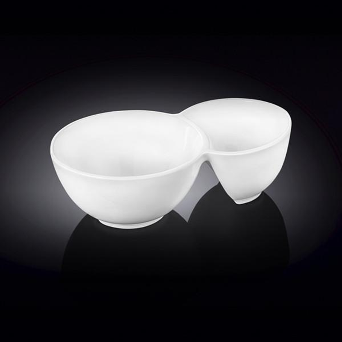Wilmax White Porcelain 2-Compartment Dish, 7.5 x 4.5 in (Set of 6)