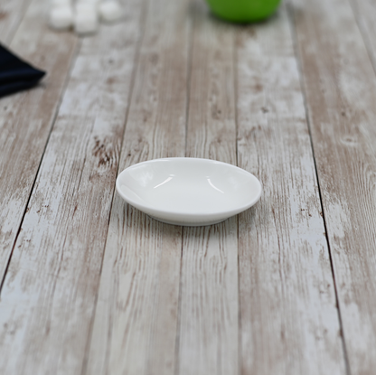 Wilmax White Porcelain Oval Snack Dish, 3.5 x 2.5 in