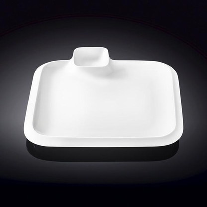 Wilmax Fine Porcelain Divided Square Platter, 10 in / 26 cm