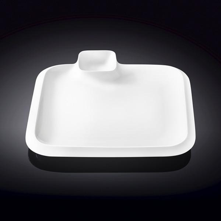 Wilmax Fine Porcelain Divided Square Platter, 10 in / 26 cm