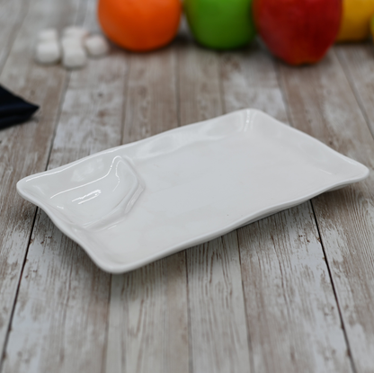 Wilmax White Porcelain 2-Compartment Serving Dish, 10 in