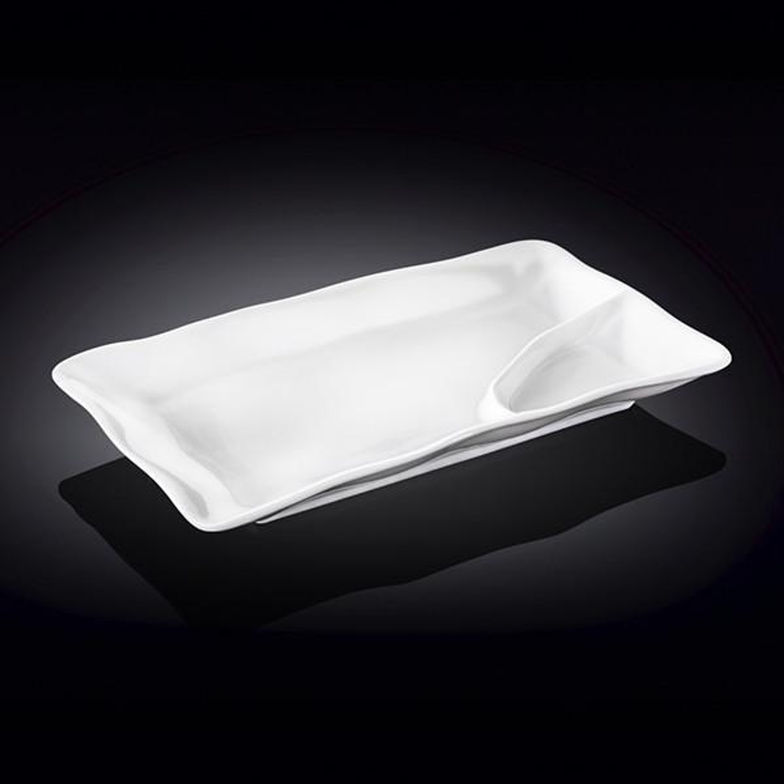 Wilmax White Porcelain 2-Compartment Serving Dish, 10 in