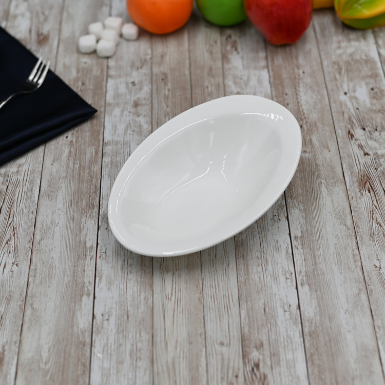 Wilmax Fine Porcelain Oval Serving Bowl, 8.5 x 6 in, Set of 4