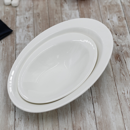 Wilmax Fine Porcelain Oval Serving Bowl, 8.5 x 6 in, Set of 4