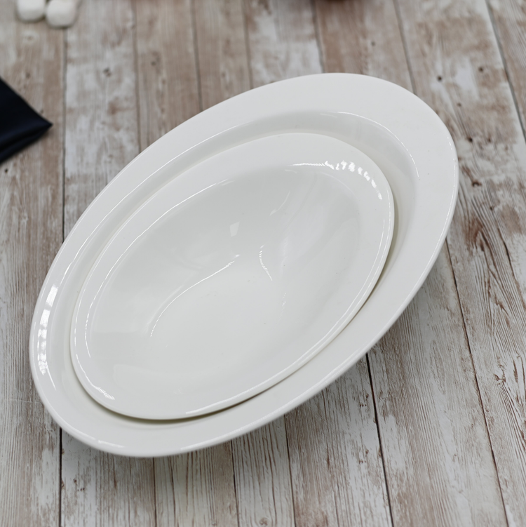 Wilmax Fine Porcelain Oval Serving Bowl, 8.5 x 6 in, Set of 4