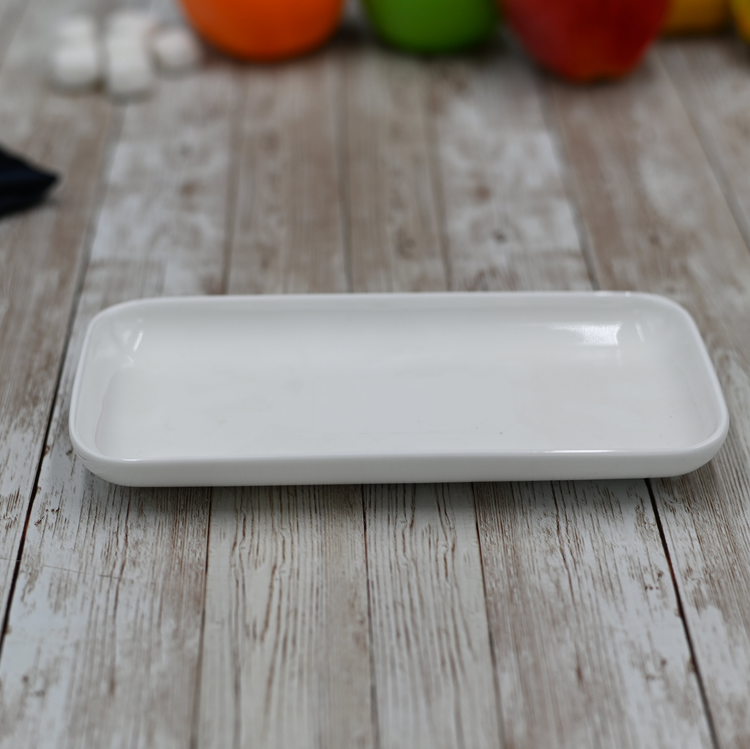 Wilmax White Porcelain Rectangular Dish, 7.5 x 3.75 in (Set of 6)