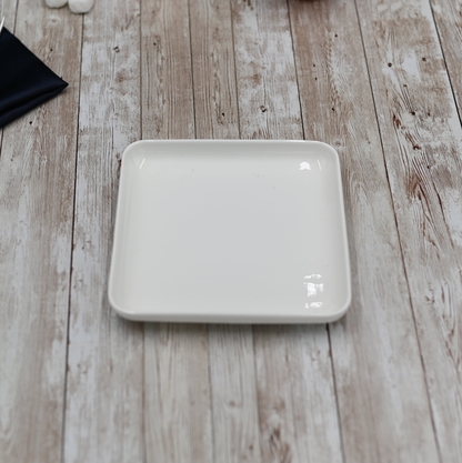 Wilmax White Porcelain Square Serving Dish, 6.5 in (Set of 6)