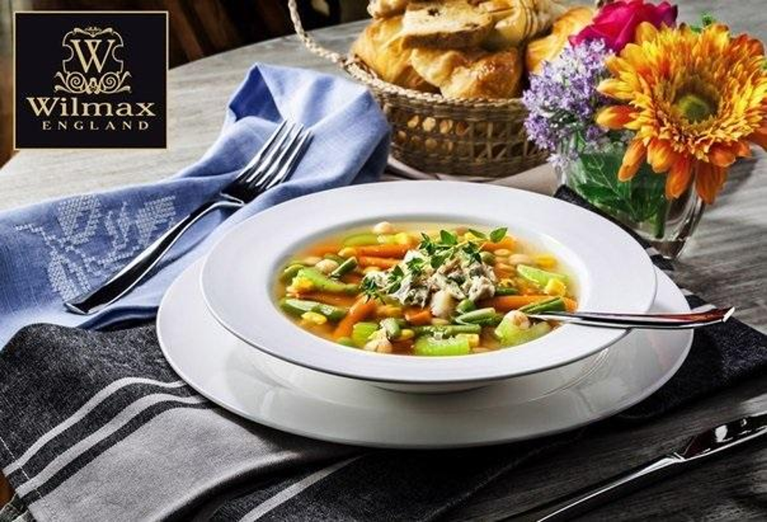 Wilmax Porcelain Deep Soup Plate, 10 in / 600 ml
