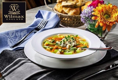 Wilmax Porcelain Deep Soup Plate, 10 in / 600 ml