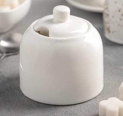 Wilmax White Porcelain Sugar Bowl, 9 fl oz (280 ml)