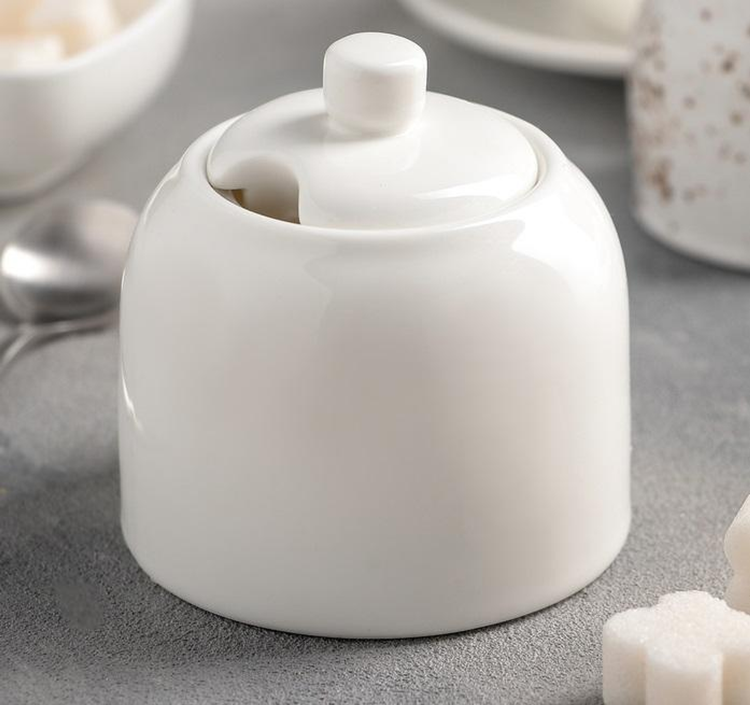Wilmax White Porcelain Sugar Bowl, 9 fl oz (280 ml)