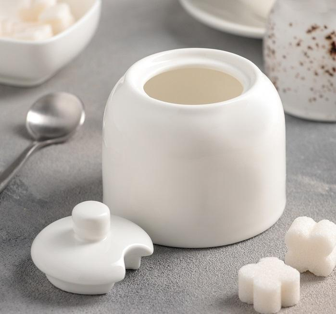 Wilmax White Porcelain Sugar Bowl, 9 fl oz (280 ml)