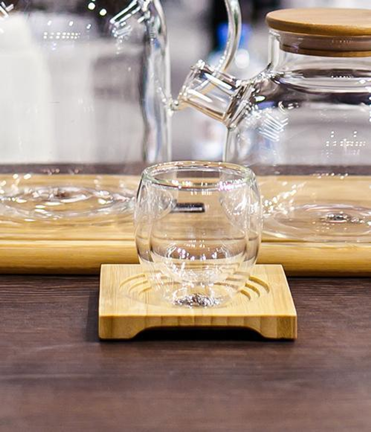 Wilmax Bamboo Square Serving Tray, 4 x 4 in