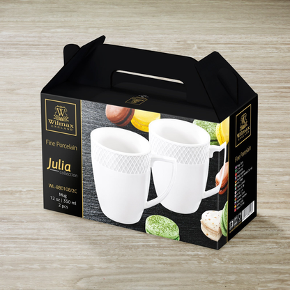 Wilmax White Porcelain Mug, 12 oz (350 ml)