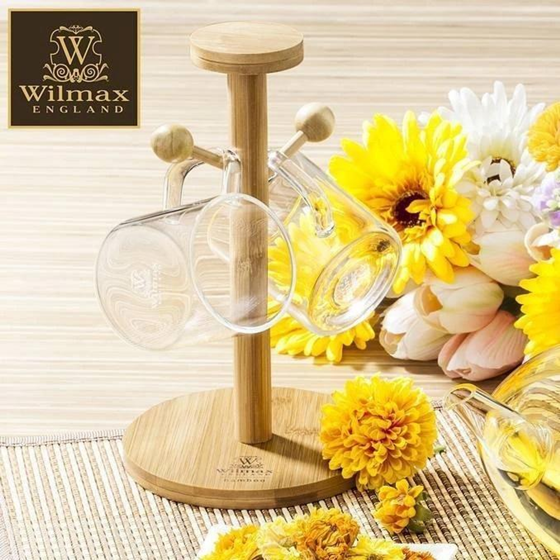 Wilmax Bamboo Mug Tree Stand, 8.25 x 5 in