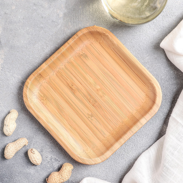 Wilmax Bamboo Square Plate, 5 x 5 in (12.5 cm)