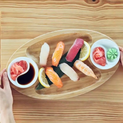 Wilmax Bamboo 3-Section Serving Platter, 14 x 8 in, Set of 6