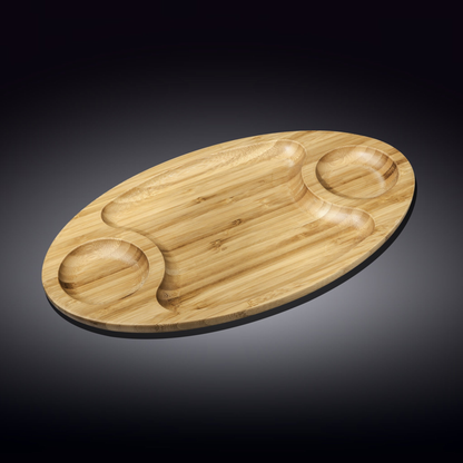 Wilmax Bamboo Three-Section Platter, 16 x 9 in