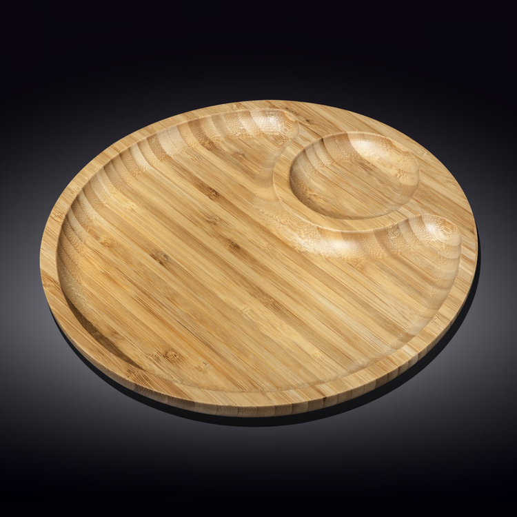 Wilmax Bamboo Two-Section Platter, Set of 3