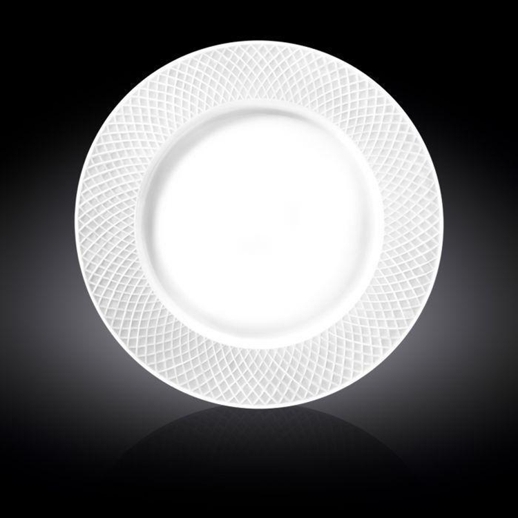Wilmax Fine Porcelain Embossed Round Platter, 12 in / 30.5 cm