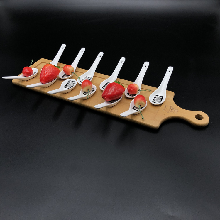 Wilmax Bamboo Serving Tray Set with 12 Shooter Spoons