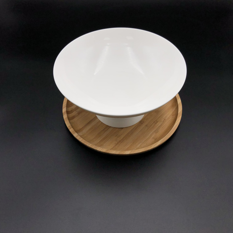 Wilmax Porcelain Fruit Vase with 10 in Bamboo Tray
