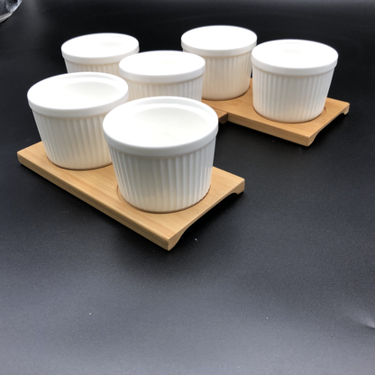 Wilmax Bamboo Tray & Porcelain Ramekin Set, 9-Piece