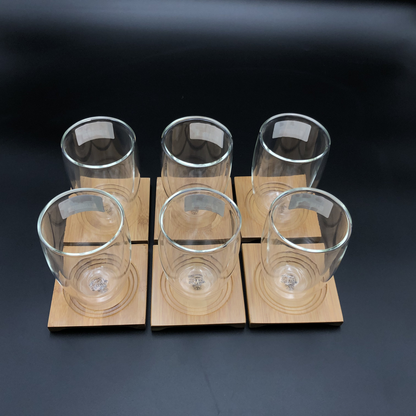 Wilmax Bamboo Coaster & Thermo Glass Set, 12-Piece