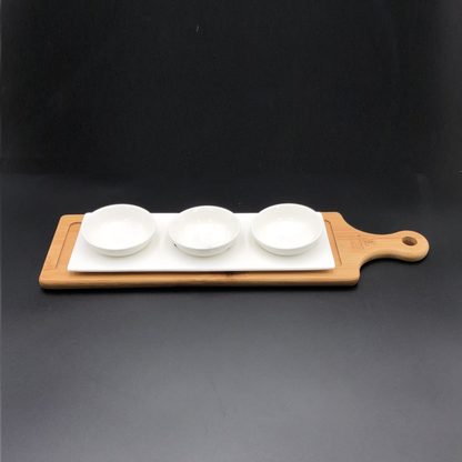 Wilmax Bamboo & Porcelain Mignardise Serving Set