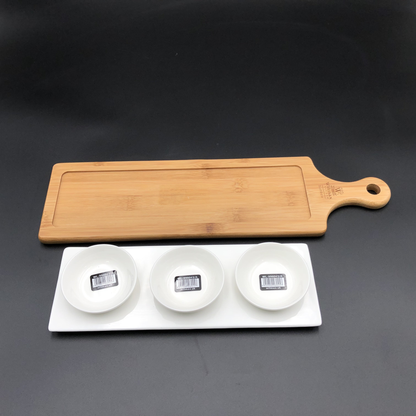 Wilmax Bamboo & Porcelain Mignardise Serving Set
