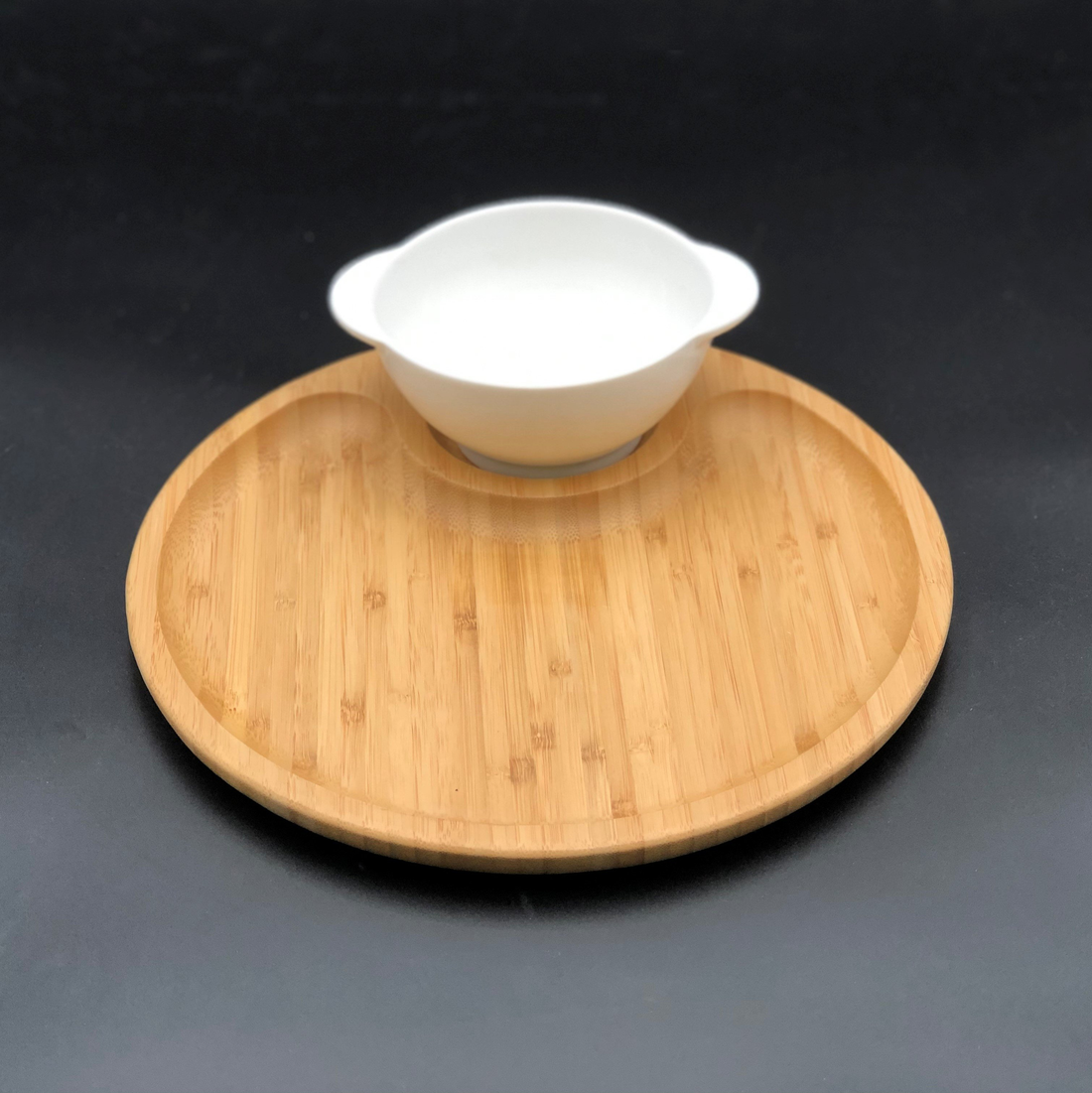 Wilmax Bamboo and Porcelain Single-Serve Soup and Tray Set