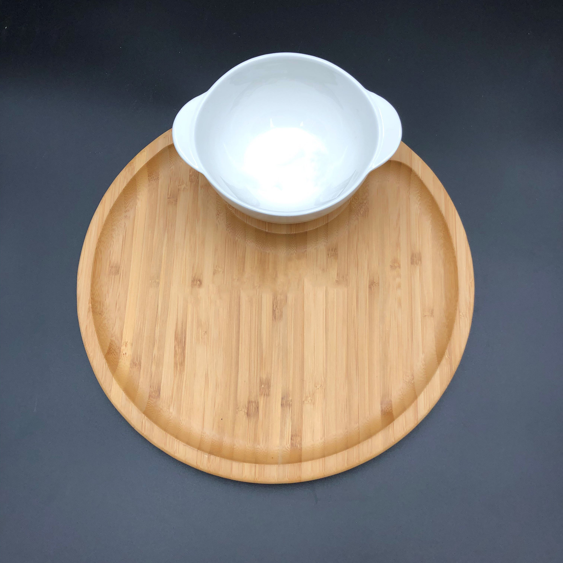 Wilmax Bamboo and Porcelain Single-Serve Soup and Tray Set
