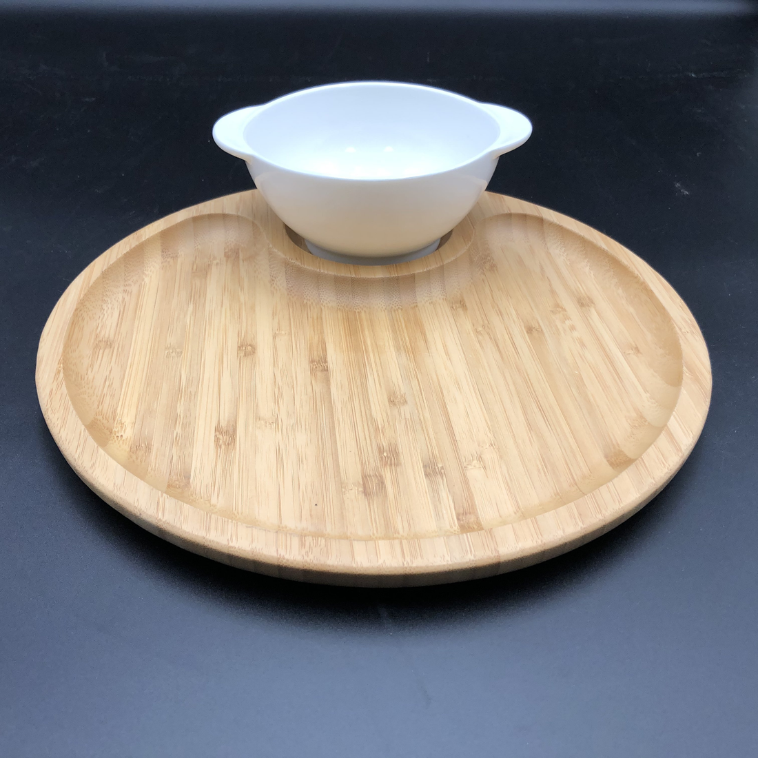 Wilmax Bamboo and Porcelain Single-Serve Soup and Tray Set