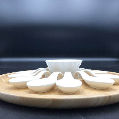 Wilmax Bamboo Party Serving Tray with 8 Shooter Spoons