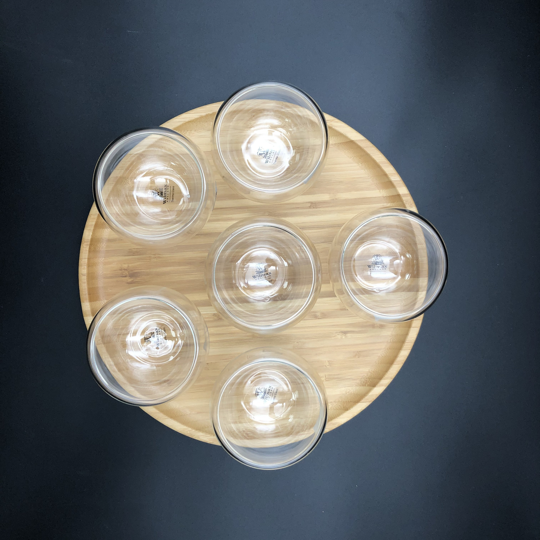 Wilmax Bamboo Platter Ice Cream Set with 6 Thermo Bowls