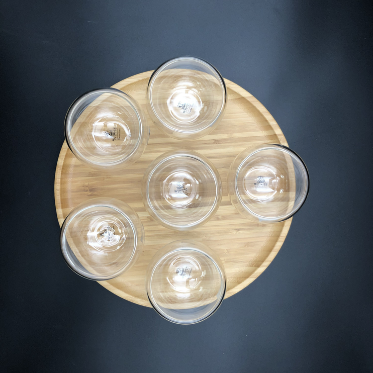 Wilmax Bamboo Platter Ice Cream Set with 6 Thermo Bowls