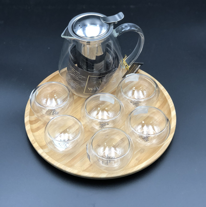 Wilmax Small Asian Thermo Tea Set with 6 Bowls and Tray