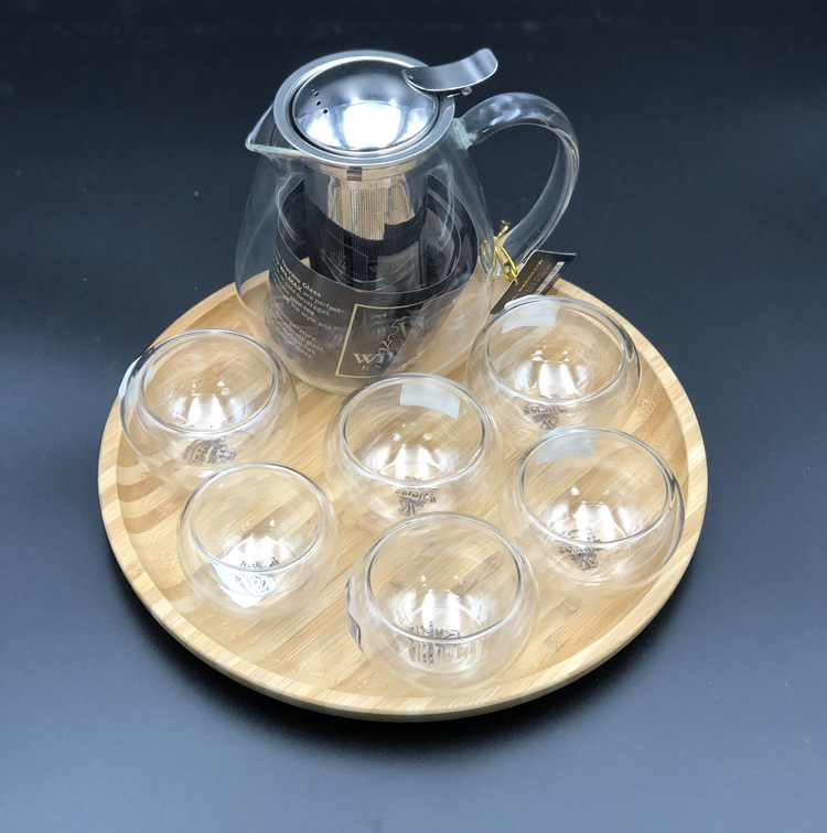 Wilmax Small Asian Thermo Tea Set with 6 Bowls and Tray